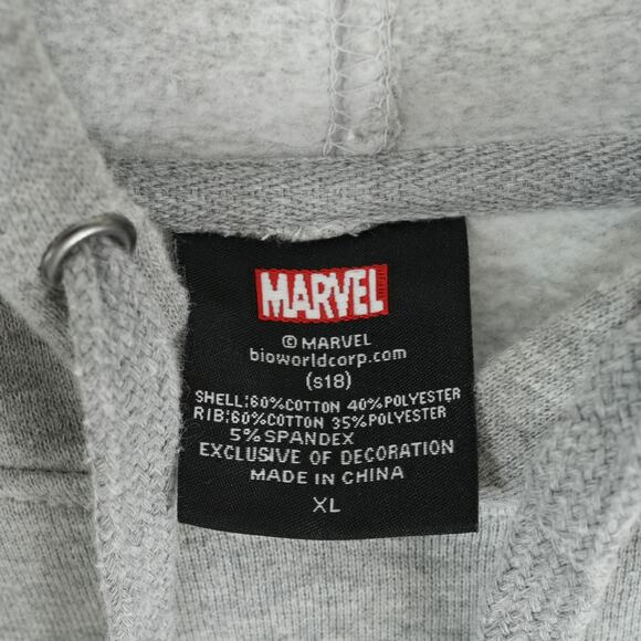 Marvel The Punisher Hoodie Mens XL Gray Sweatshirt Skull Graphic Sleeve Logo - Picture 4 of 9